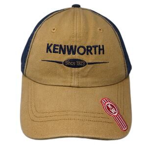 Kenworth Baseball Cap Beige Blue One Size The Worlds Best Logo Strapback Hat
